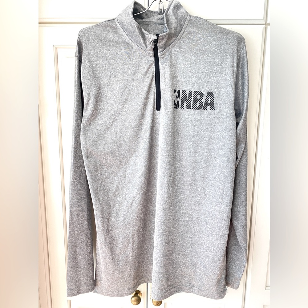 NBA Quarter Zip Shirt grey Pull Over Long Sleeve Basketball men's size M